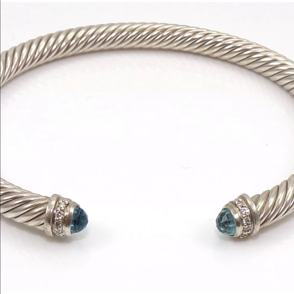 ♥️♥️SOLD♥️♥️DAVID YURMAN 5mm Blue Topaz & Diamonds - Picture 8 of 10